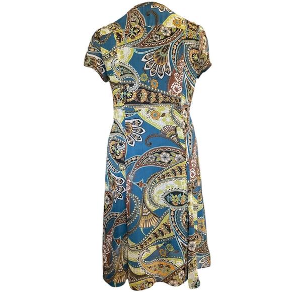 JBS Paisley Print Multicolor Empire Waist Short Sleeve Dress Size 10 Boho - Picture 2 of 11